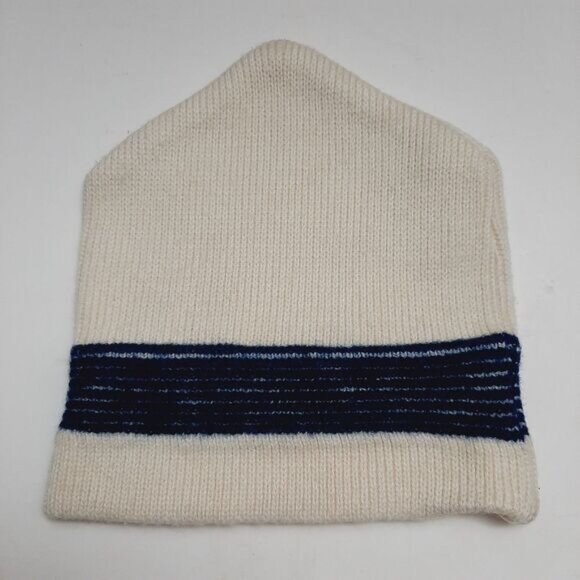 Retro 80's GORDINI 100% Wool Intarsia Stripe Pattern Knit Beanie Hat White OS - Picture 9 of 15